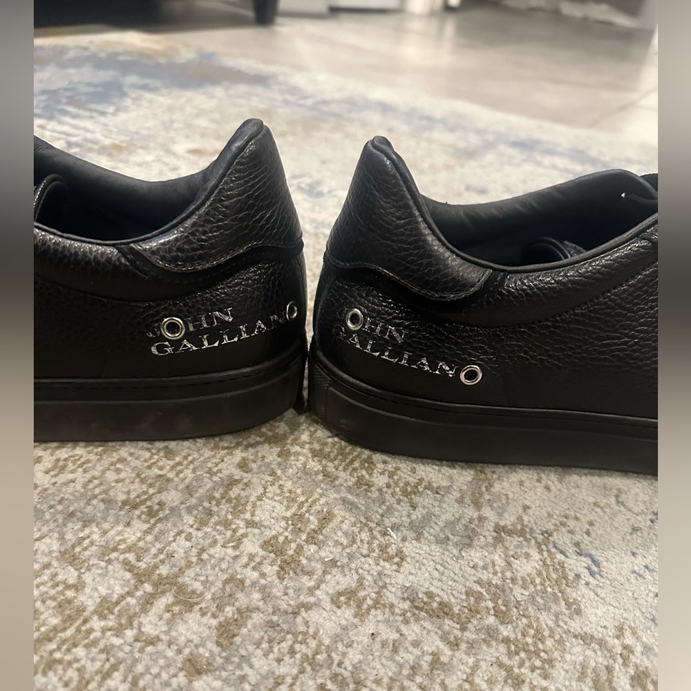 John Galliano Black Leather Sneakers
